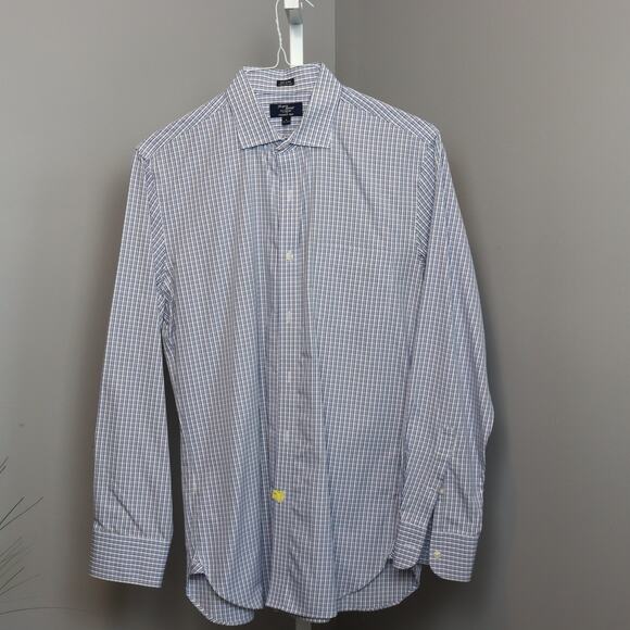 J.Crew Thompson Shirtings Wrinkle Free Blue Check Dress Shirt Men’s M - Picture 1 of 3